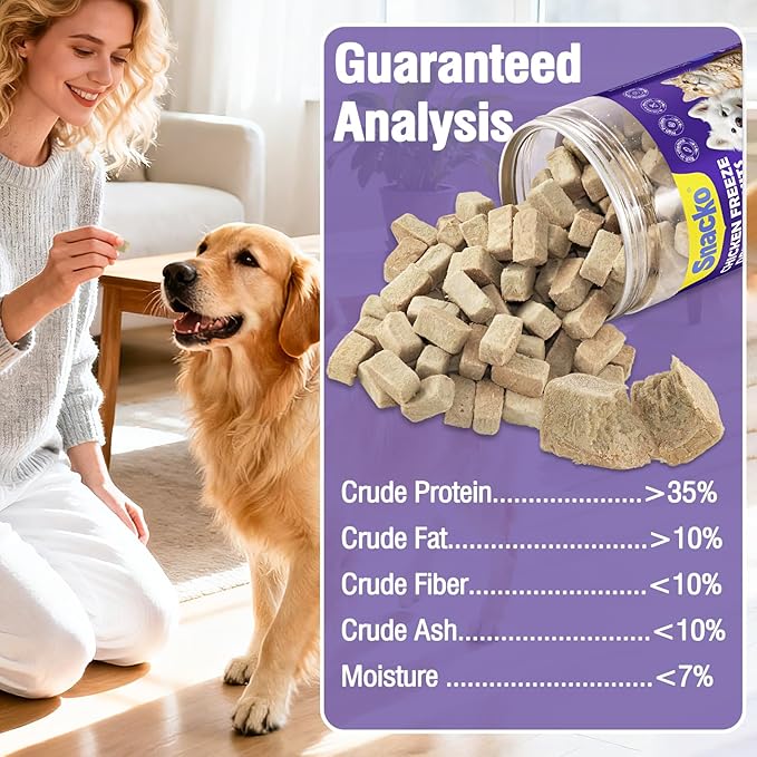 Snacko Freeze Dried Chicken Liver Cat Dog Treats Chicken Flavor Grain Free Healthy Bites Low Fat Puppy Kitten Training Reward