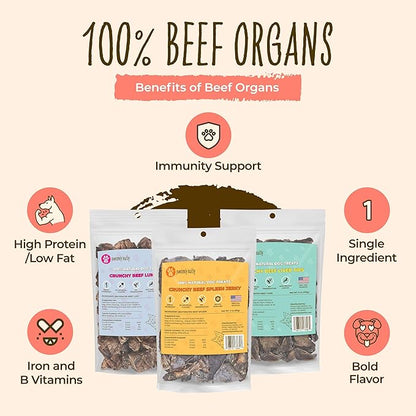 Crunchy Variety Bundle, Includes Beef Liver, Lung & Spleen Jerky, Vitamin-Rich & High-Protein Healthy Treats for Dogs, Rawhide-Free Air-Dried Treats for Puppies, Adults & Seniors, Made in USA
