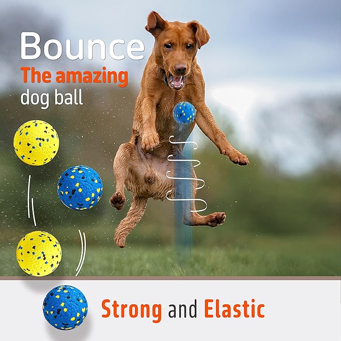 Kimee 3.9'' Dog Balls Tennis Ball for Aggressive Chewers, Atom Teething Balls Dog Chew Toys for Large Medium Small Dogs and Puppies, 3 Pack