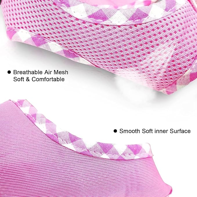 SuperBuddy Upgraded Soft Mesh Dog Harness, Super Breathable Lightweight Pet Harnesses for Puppy Dogs Outdoor Walking, Pink Dog Harness and Dog Leash Set Packing -Large
