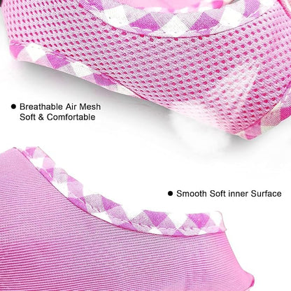 SuperBuddy Upgraded Soft Mesh Dog Harness, Super Breathable Lightweight Pet Harnesses for Puppy Dogs Outdoor Walking, Pink Dog Harness -Small