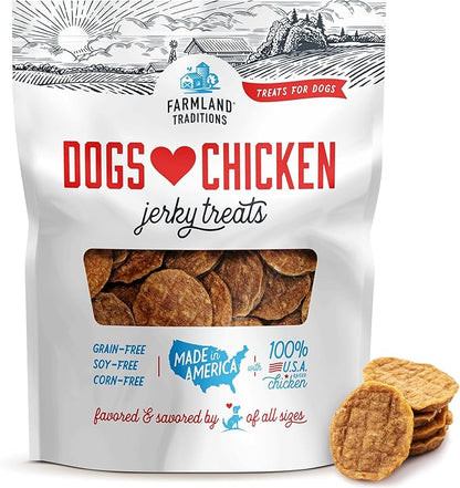Farmland Traditions Dogs Love Chicken Jerky Dog Treats with Only 3 Ingredients and No Fillers, 1 Pound (Pack of 1)