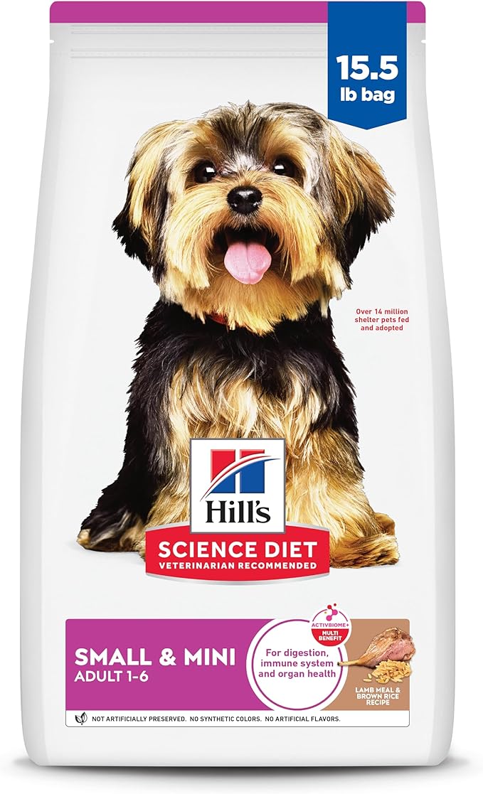 Hill's Science Diet Small & Mini, Adult 1-6, Small & Mini Breeds Premium Nutrition, Dry Dog Food, Lamb & Brown Rice, 15.5 lb Bag