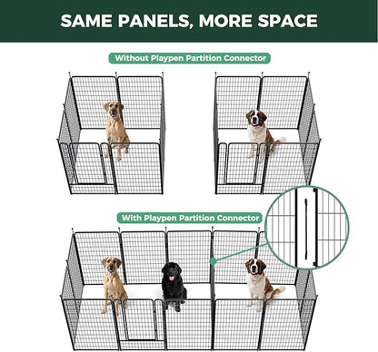 FXW Rollick Unleashed Dog Playpen for Indoor, Yard, RV Camping, 50 inch 16 Panels Dog Pen with Connectors (Pack of 2) for Large Dogs, Black│Patented