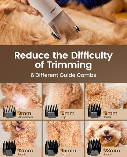 oneisall Dog Grooming Vacuum - 15000Pa Suction, Captures 99% Pet Hair to Reduce Shedding, Dog Grooming Clippers & Quiet Brush (≤59dB) with 4 Accessories, 2L Dust Canister for Home Cleaning