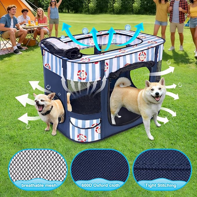 Dog Play Pen Indoors, Pink Crate, Dog Pen,Portable Foldable Playpen Indoor for Small/Medium Dogs, Puppy Cat Pet Playpen, Exercise Kennel Tent Crate