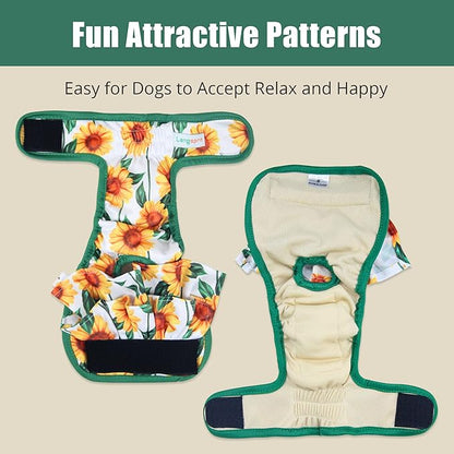Langsprit Washable Female Dog Diapers (3 Pack) - Reusable Dog Diapers for Female Dogs - Highly Absorbent Dog Diapers for Dogs in Period S