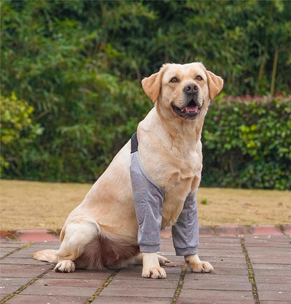 HDKUW Dog Elbow Protector for Calluses, Recovery Suit for Front Legs, Cone Collar Alternative to Stop Licking Wounds, Cover Sleeve for Small Medium Large Dogs - Grey L