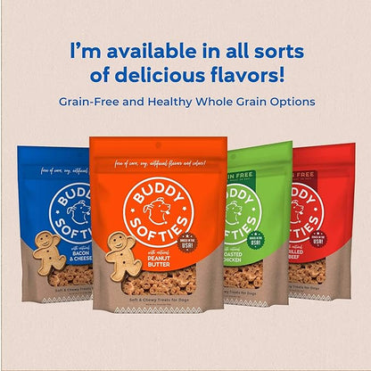 Buddy Biscuits Softies Pouch, Soft & Chewy, Natural Peanut Butter Flavor Dog Treats, Oven Baked in The USA, 8 oz (Pack of 3)