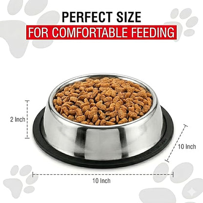 Loving Pets Stainless Steel Non-Tip Dog Bowl – Heavy Duty No Spill Dog Bowl with Removable Rubber Base – Durable, Non-Skid Stainless Steel Dog Food Bowl & Dog Water
