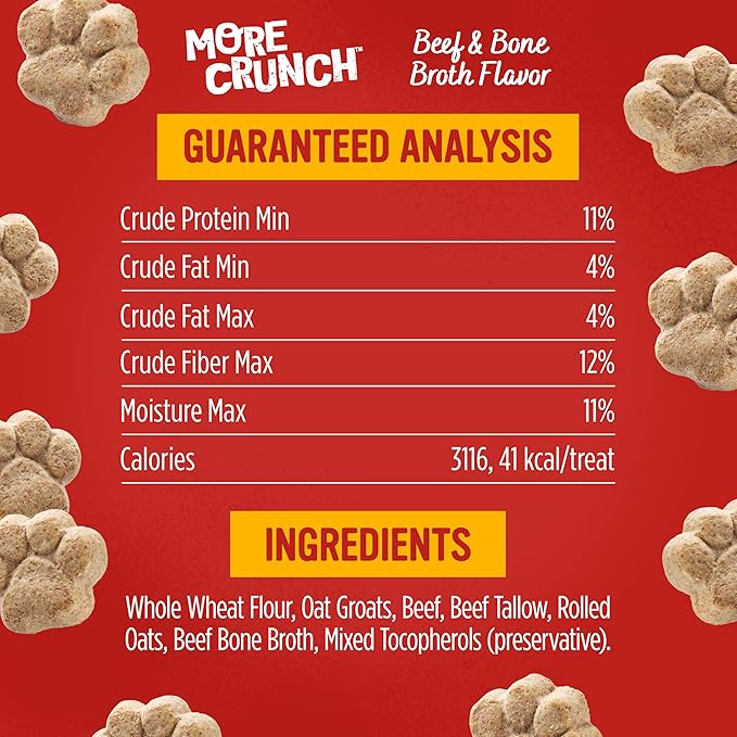 Blue Dog Bakery More Crunch Medium Beef & Bone Broth Dog Treats, Dog Biscuits for Large Breeds, Healthy Treats, All Natural, 18 oz (Pack of 6)