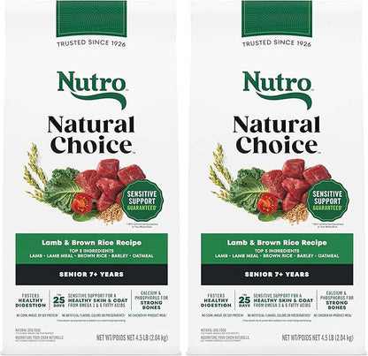 Nutro Natural Choice Senior Dog Food, Lamb & Brown Rice Recipe, 4.5 lb. Bag (Pack of 2)