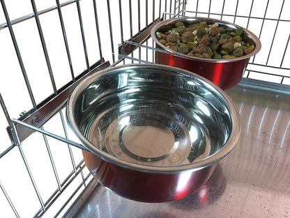 Ellie-Bo Pair of Dog Bowls for Crates/Cages or Pens, Large, 2.0 Litre, Red