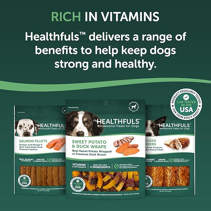 HEALTHFULS Duck & Sweet Potato Treats, 16 oz - Healthy, Protein Rich Treats for Dogs - Dog Chews