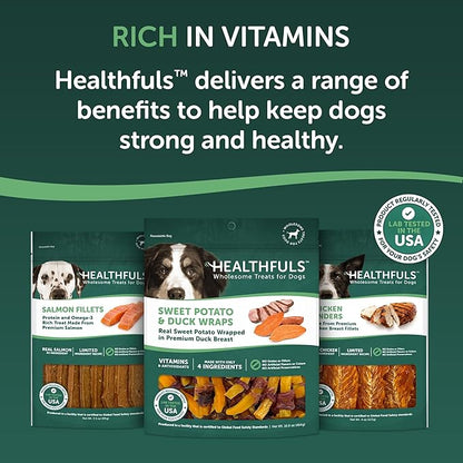 HEALTHFULS Duck & Sweet Potato Treats, 16 oz - Healthy, Protein Rich Treats for Dogs - Dog Chews