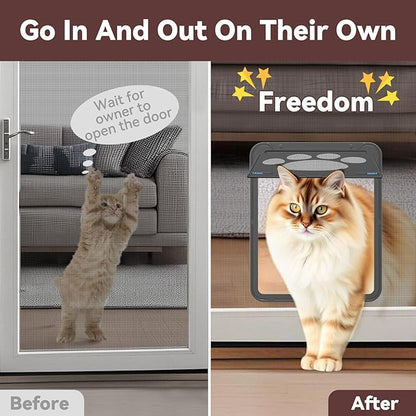 Cat Screen Door with Magnetic Closure Doggy Screen Door for Sliding Screen Door/Window Lockable Door for Kitty/Cats/Doggies