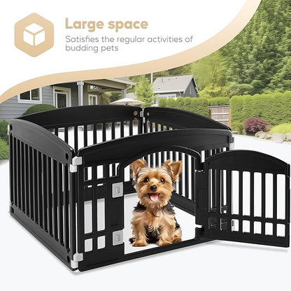 Simple Deluxe Dog Playpen, 24" Exercise 4-Panel Pet Playpen with Door, Safe and Secure, Folding and Portable Puppy Playpen for Puppies and Small Dogs, Black