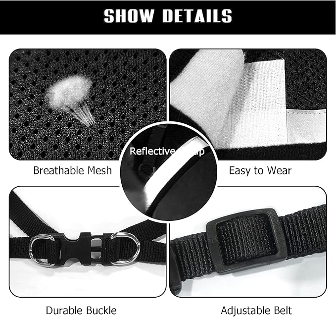 FEimaX Dog Harness and Leash Set for Walking, Soft Mesh Adjustable Easy Control Lightweight Cat Vest Harnesses with Reflective Strips, Escape Proof Small Dogs Cats Vests