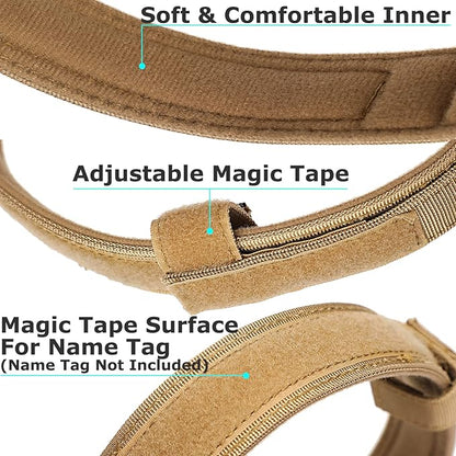 Dog Tactical Collar Military Dog Training Collar Control Handle and Heavy Metal Buckle for Medimum Large Dog Training Behavior Aids Brown XL
