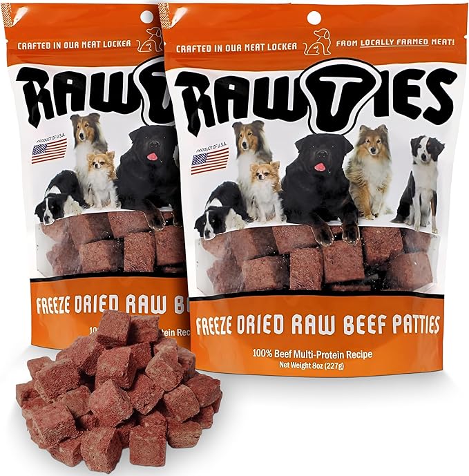 Premium Freeze-Dried Raw Beef Patties for Dogs – 100% USA-Sourced Raw Meat Dog Food – Grain-Free, No Fillers, High Protein Nutrition for Small & Large Breeds, 2 Pack