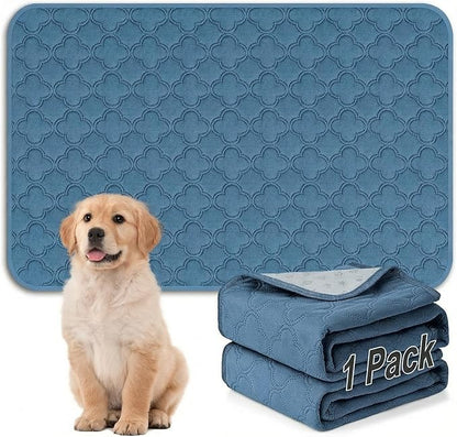 FunFurry Washable Pee Pads for Dogs - 1 Pack Reusable Pee Pads，Waterproof Puppy Pads，Pet Training Pads，Super Absorbent with Dog Paw Shape Non-Slip Backing (Blue, 48" X 65" - 1 Pack)