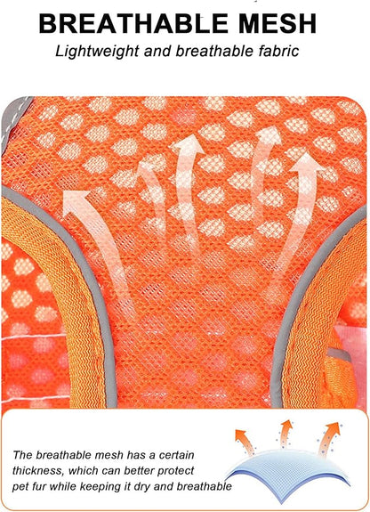 XXS Blue Soft Mesh Dog Harness and Leash Set,No Escape Puppy Harnesses for Training Walking， Reflective Adjustable Puppy Vest for Small Medium Dogs, Cats (Blue, XXS)