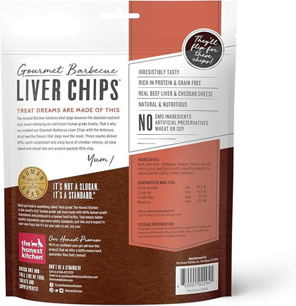 The Honest Kitchen Human Grade Dog Treats Gourmet Barbecue Liver Chips: Beef Liver & Cheddar Recipe, 4 oz Bag