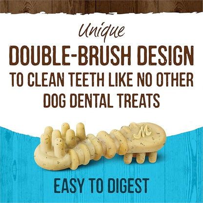 Merrick Fresh Kisses Natural Dental Chews Toothbrush Treat Shape Infused with Real Mint for Tiny Dogs 5-15 Lbs - 20 ct. Bag (Pack of 2)