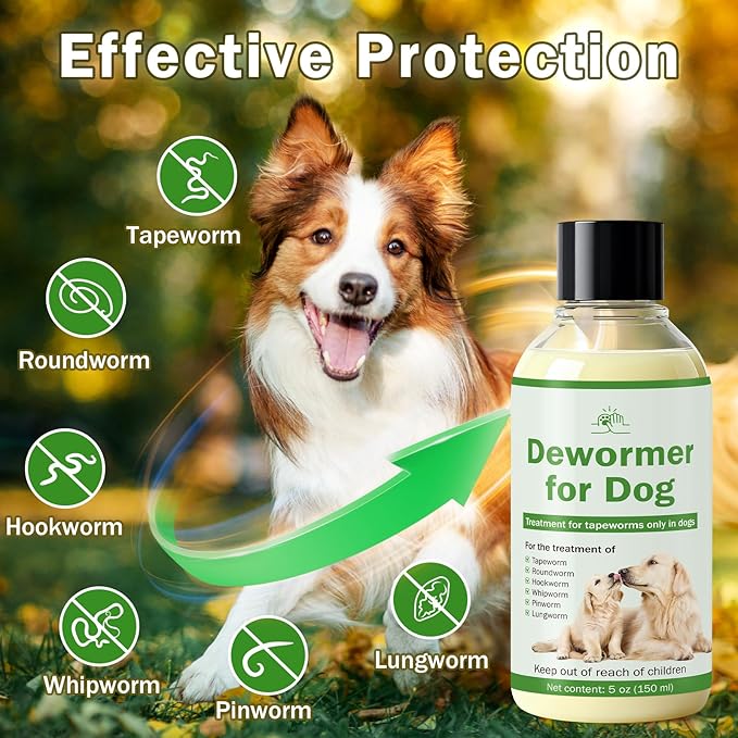 Dewormer for Dogs, Tapeworm Treatment for Dogs, Dog Dewormer Puppy Dewormer, 150ml Suitable for Dogs, with 5ml Dropper
