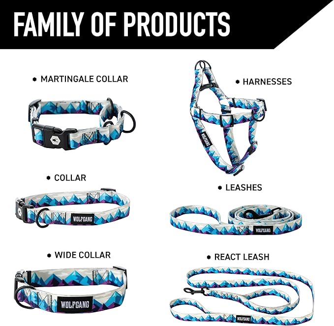 Wolfgang Heavy Duty Martingale Dog Collar with Quick Release Nylon Buckle for Walking & Training, RockyPeaks Print, Large