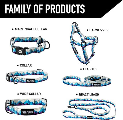 Wolfgang Heavy Duty Martingale Dog Collar with Quick Release Nylon Buckle for Walking & Training, RockyPeaks Print, Large