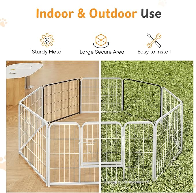 NEWBULIG Dog Playpen for Indoor 32 Inch 2 Panels - Portable Heavy Duty Metal Pet Exercise Pen, Foldable Small Medium Dog Puppy Playpen Fence for Outdoor RV, Camping, Yard, Garden