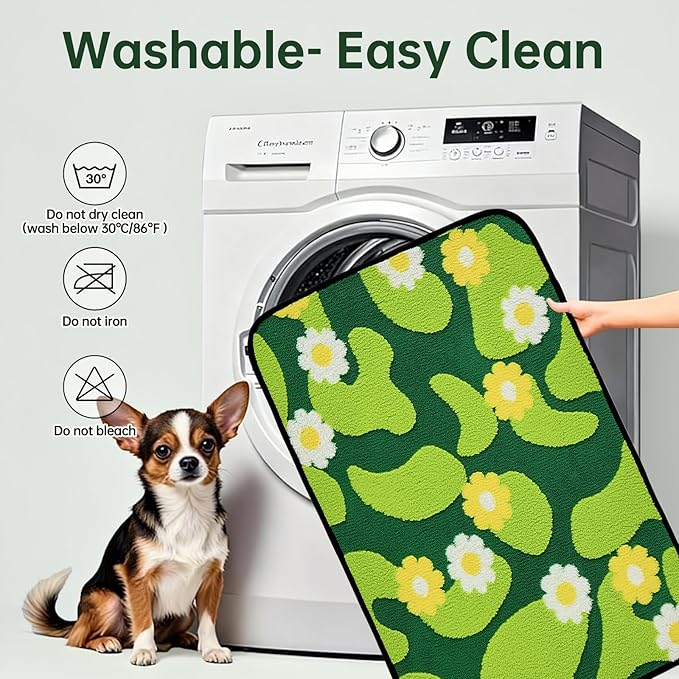 Qeils Reusable Puppy Pads for Small Dogs, Washable Pee Pads with Non-Slip , Absorbent Leakproof Mat for Crates, Playpens, Pet Beds & Whelping, Indoor Potty Training Grass Green, 36"x41", 2 Pack