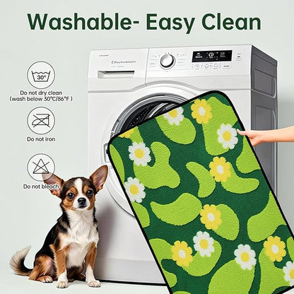 Qeils Reusable Puppy Pads for Small Dogs, Washable Pee Pads with Non-Slip , Absorbent Leakproof Mat for Crates, Playpens, Pet Beds & Whelping, Indoor Potty Training Grass Green, 36"x41", 2 Pack