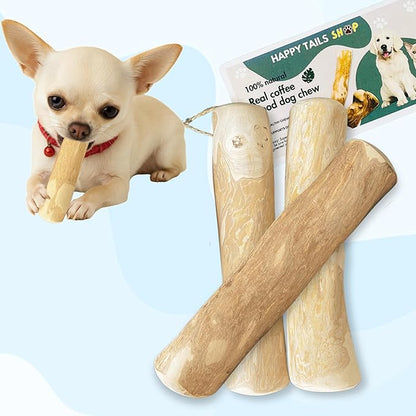 Set of 3 Coffee Wood Dog Chew Stick Toy, Natural and Real Wooden Bone Sticks for Pets, Safe Dental Cleaning Chews, Dog Health, Teeth Cleaning and Relieve Stress (Small Dogs)