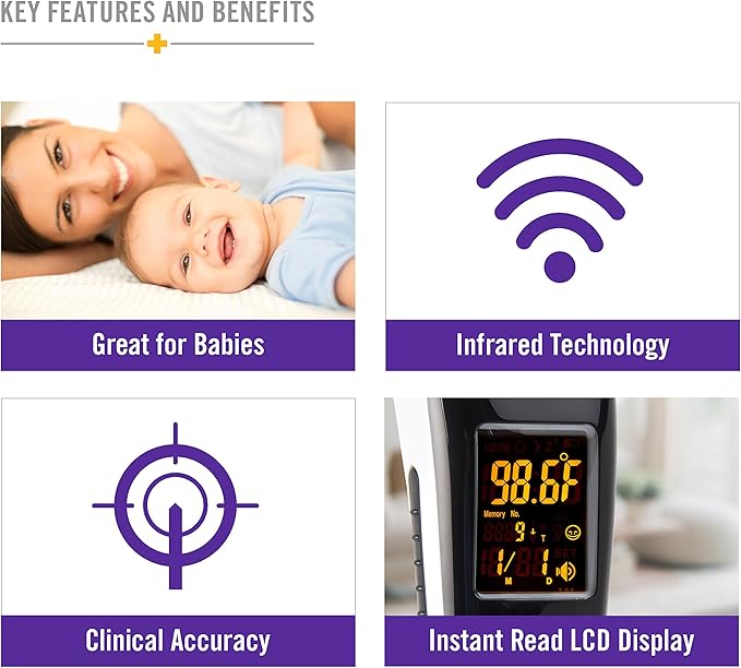 HealthSmart DigiScan Digital Accurate Infrared Thermometer, Instant Read Talking Forehead Thermometer, Ear Thermometer, For Babies, Children, and Adults, Black