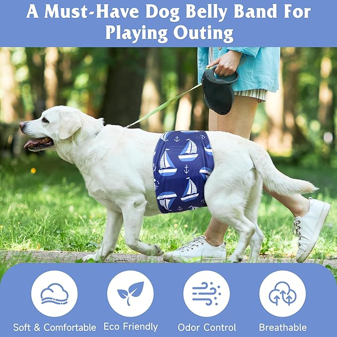 5 Pack Dog Diapers Male Reusable, Premium Belly Bands for Dogs, High Absorbing Male Dog Pee Wraps for Doggie in Incontinence or Excitable Urination and Training XL