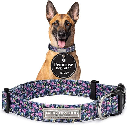 Lucky Love Dog - Adjustable Dog Collar with Easy Click Buckle for Large Ones, Durable, & Comfortable for Male & Female Dogs, Pet Collar for Puppies & Adult Dogs - Primrose, Large