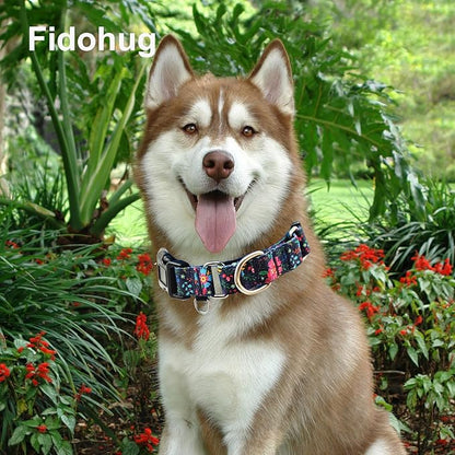 Martingale Collar for Dogs Floral Dog Collars for Small Medium Large Dogs with Buckle Adjustable Soft Nylon Dog Collar (Blue Pink Flower, Medium)