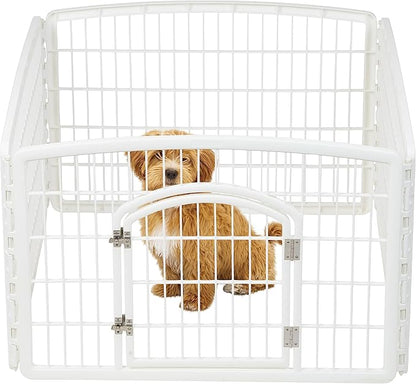 IRIS USA 24" 4-Panel Dog Puppy Playpen Fence Enclosure with Dog Gate Door - Indoor Pet Playpen - 4 or 8 Panel