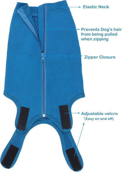 Dog Surgery Recovery Suit - After Spay, Abdominal Wounds Post Surgical Recovery, Anti Licking Breathable Dog Onesies for Small, Medium & Large Pet, Alternative Bandages Cone E-Collar