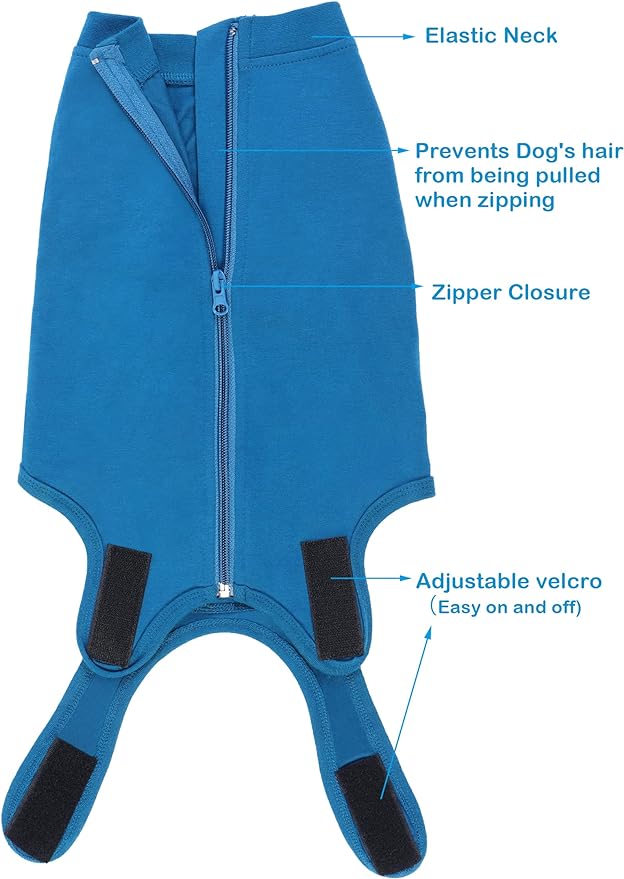 Dog Surgery Recovery Suit - After Spay, Abdominal Wounds Post Surgical Recovery, Anti Licking Breathable Dog Onesies for Small, Medium & Large Pet, Alternative Bandages Cone E-Collar