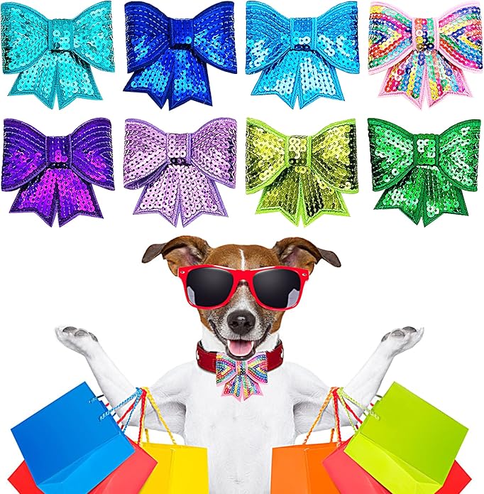 PET SHOW Small Dog Collar Charms Bowties for Cats Rabbits Slide on Puppies Medium Dog Collars Attachment Flower Bows Pet Bowknot Valentines Grooming Costumes Accessories