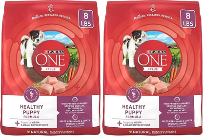 Purina ONE Puppy Food, High Protein Formula | Natural Ingredients | Added Vitamins | 8 lb Bag | Pack of 2