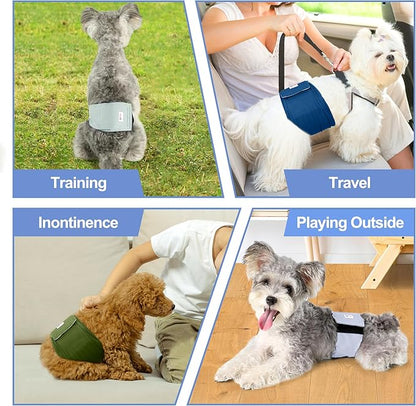5 Pack Dog Diapers Male Reusable, Premium Belly Bands for Dogs, High Absorbing Male Dog Pee Wraps for Doggie in Incontinence or Excitable Urination Green XS