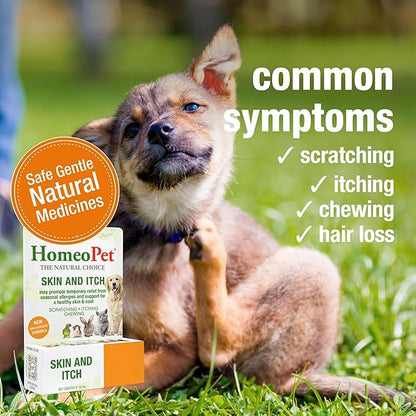 HomeoPet Skin and Itch, Safe and Natural Itch Relief for Dogs and Cats, Coat and Skin Soother for Pets, 15 Milliliters