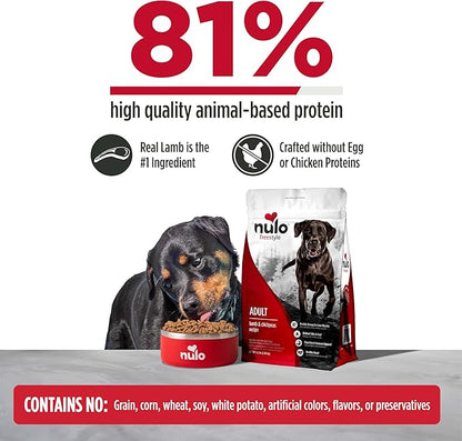 Nulo Freestyle Adult Dog Food, Premium All Natural Grain-Free Dry Small Kibble Dog Food, with BC30 Probiotic for Healthy Digestion, and High Animal-Based Protein with no Chicken or Egg Alternatives