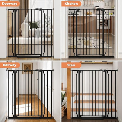 40" Extra Tall Baby Gate for Stairs, Auto Close Stroller Friendly Dog Gate Indoor for Doorways, Pressure Mounted 29"-40" Wide Baby Gate, Easy Walk Through Gate for Children & Pets, Black