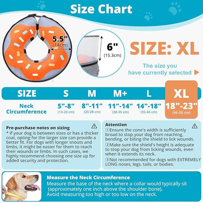 Inflatable Dog Cone with Transparent Shield, Protective Dog Donut Collar After Surgery to Stop Licking, Soft Donut Cone for Large Pets, Adjustable Recovery Collar with Buckle Visibility
