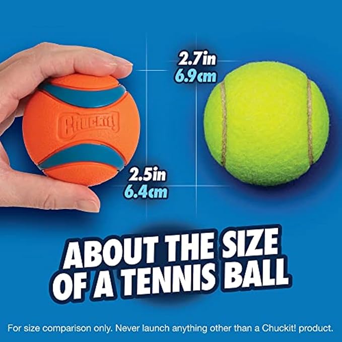 Chuckit! Ultra Ball Dog Toy with Chuckit! Cleaning Bucket, Bouncy Fetch Pet Toys For Dogs 20-60 lbs, Interactive Dog Toys, Durable Rubber, Size Medium, 2.5-inch Diameter, 8-Pack of Balls